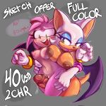 amy_rose green_eyes mobian_(species) rouge_the_bat tagme