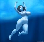 1girl barefoot big_breasts breasts danil4h drowning female female_only my_hero_academia nude ochako_uraraka solo trapped underwater