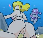 ! 1boy 1boy2girls 2girls air_bubbles ass ass_focus big_ass big_breasts bikini bikini_top blonde blonde_female blonde_hair blush bottomless breasts bubble bubbles earrings female grabbing grabbing_thigh male mario_(series) nintendo original pink_bikini princess princess_peach pussy super_mario_bros. surprise surprised surprised_expression surprised_face swimming thick_thighs thigh_grab thigh_squish toadette tomato_(okami_tomato) underwater water zxtomatofan