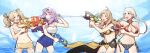 4girls absurd_res alluring alternate_costume bikini bikini_shorts blonde_hair blue_one-piece_bikini braid casual_one-piece_bikini cleavage covered_navel fire_emblem fire_emblem:_the_blazing_blade fire_emblem_awakening fire_emblem_fates fire_emblem_warriors florina_(fire_emblem) halter_top_bikini halter_top_swimsuit high_res intelligent_systems lissa_(fire_emblem) long_hair multiple_girls navel nina_(fire_emblem) nintendo o-ring o-ring_bikini o-ring_bikini_bottom one-piece_bikini one_eye_closed open_mouth ophelia_(fire_emblem) purple_hair sarong sarong_aside shg_(hiomaika) shorts splashing swimsuit twin_braids twin_tails water water_gun wet white_hair yellow_bikini