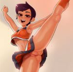 1girl 1girls 2022 2022s absurd_res absurd_res anus breasts brown_hair casual cheerleader cheerleader_uniform clothing dark-skinned_female dark_skin digital_media_(artwork) disney disney_channel exposed_pussy eye_contact female_focus female_only flashing flexible going_commando hair high_res human human_female latina leg_lift legwear loodncrood looking_at_viewer luz_noceda no_bra no_panties pussy short_hair skirt sportswear standing_split straight_hair sweat sweatdrop sweating the_owl_house upskirt very_short_hair white_background