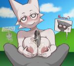 1girl animal_humanoid anthro anthro_on_anthro anthro_only bedroom_eyes big_penis black_eyes blush_lines blushing_at_viewer blushing_female blushing_male boobs_pressed breasts commission commission_art cum cum_on_body cum_on_breasts cum_on_upper_body dominant_female eyeshadow freckles_on_face full_color fur fur_breasts fur_thick_thighs furry furry_breasts furry_female furry_male furry_only grabbing_own_breast gray_(sprunki) grey_body grey_fur grey_penis hands holding holding_breast incredibox_mod looking_back male naked_female neppyin nervous_expression nervous_face nipples outside outside_sex paizuri paizuri penis penis_in_breasts pointy_ears reaction reaction_shot shocked_eyes sky_background sperm sprunki straight wenda_(sprunki) white_(sprunki) white_fur