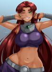 1girl alternate_breast_size big_breasts breasts curvaceous curvy curvy_body curvy_female curvy_figure curvy_hips dc_comics female_focus female_only green_eyes huge_breasts long_hair nox_(artist) red_hair slim_waist solo_female starfire teen_titans thick_thighs thighs venus_body voluptuous wide_hips