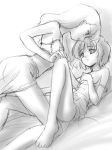  2_girls 2girls bra female kirika_yumura kirika_yuumura lingerie long_hair long_legs lying mireille_bouquet monochrome multiple_girls nipples noir short_hair sketch spread_legs strap_slip underwear yumura_kirika yuri yuumura_kirika 