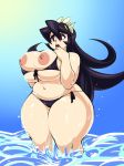 1girl areola areola_slip artist_request big_breasts bikini black_hair breasts christine_marie_cabanos chubby del_stetson filia_(skullgirls) huge_ass huge_breasts lab_zero_games long_hair nipples samson_(skullgirls) skullgirls swimsuit