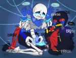 2boys alternate_universe animated_skeleton blue_blush blue_penis blush duo ectopenis english_text error_sans errortale gay gay_sex heki_(miss60250) male male/male male_only penis sans_(underswap) sans_au sanscest selfcest sex skeleton text tied_hands tied_legs underswap undertale_au yaoi