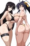  2_girls akeno_himejima alluring amano_yuuma big_breasts bikini black_hair cleavage high_school_dxd magenta_eyes pin_up purple_eyes yuri yxyyxy 