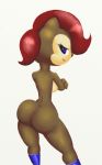 anthro ass big_ass blue_eyes breasts chipmunk color female hair looking_at_viewer looking_back norithics nude plain_background red_hair sally_acorn sega sideboob smile solo sonic_(series) white_background