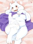 1girl 2017 anthro blush breasts caprine fur furry goat horn kame_3 long_ears looking_at_viewer mammal smile toriel undertale video_games white_fur