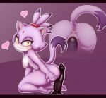 1girl 1girl anthro blaze_the_cat bodily_fluids breasts dildo dildo_sitting domestic_cat felid feline felis fur furry genital_fluids genitals high_res looking_back mammal nipples nude penetration purple_body pussy sex sex_toy side_boob simple_background sinrizuki smile sonic_the_hedgehog_(series) video_games