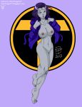 1girl 2013 big_breasts breasts callmepo color colored dc_comics dcau female_only grey_skin nipples pinupsushi raven_(dc) solo solo_female stardragon77 teen_titans