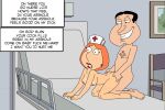 anal blackzacek cheating_wife cmdrzacek family_guy glenn_quagmire hospital hospital_bed lois_griffin nurse nurse_cap pale_breasts text