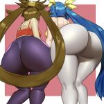 2_girls ass ass ass_focus back back_view bent_over big_ass big_ass big_breasts blue_hair breasts brown_hair clothed_female dat_ass dizzy_(guilty_gear) doublehero fat_ass female_focus female_only from_behind guilty_gear high_res huge_ass huge_ass kuradoberi_jam legs long_hair mature mature_female multiple_girls pants skin_tight tagme thick_thighs thighs tight_clothing tight_pants twin_tails video_game_character video_game_franchise