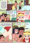 1boy 2_girls ass black_hair blonde_hair blue_eyes breasts brown_eyes brown_hair canon_couple comic cum cum_in_pussy cum_inside fellatio incognitymous_(artist) janna_ordonia marco_diaz nipples oral penis_in_pussy pussy sex star_butterfly star_vs_earth_(comic) star_vs_the_forces_of_evil vaginal