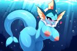  1girl ai_generated anthro anthrofied breasts female fingering fingering_self huge_breasts marine masturbation nintendo nipples novelai nude ocean pokemon pokemon_(species) sea solo underwater vaporeon water 