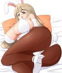 1girl animal_ears ass bad_id blonde_hair blue_eyes breasts bunny_ears bunny_girl bunny_tail bunnysuit cleavage eyebrows high_res highres huge_breasts k-on! kinokoutarou kotobuki_tsumugi pantyhose plump solo tail