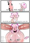  1girl anny_(anny_perez) anny_perez anny_perez_oc ass big_breasts big_penis breasts hair_over_eyes horns meme nipples nude nude_female penis spanish_text text white_dress white_hair youtube youtube_hispanic 