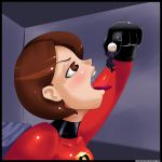  color dangle disney drawing elastigirl gloves minigirl mirage_(the_incredibles) mrs._incredible open_mouth pixar shrunken_woman tongue vore 