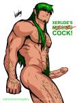  1boy bara facial_hair green_hair hairy human humplex male male_only muscle nipples nude pecs penis pubic_hair solo solo_focus xerude yaoi 