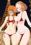  atlus big_breasts bikini breasts brown_hair christmas christmas_outfit christmas_tree female_only futaba_sakura glasses looking_at_viewer megami_tensei okumura_haru one_eye_closed persona persona_5 rin_kanbara sakura_futaba 