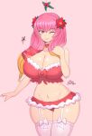 1girl absurd_res alluring alternate_costume ass bare_thighs bell big_ass big_breasts bikini blonde_hair blush bra choker christmas cleavage curvaceous curvy curvy_figure female_only fire_emblem fire_emblem_heroes flower garter_straps gunnthra_(fire_emblem) hair_flower hair_ornament hair_ribbon high_res intelligent_systems jingle_bell lips mistletoe multicolored_hair navel neck_bell nintendo one_eye_closed panties pink_hair raydango red_panties ribbon santa_bikini smile star_(symbol) star_hair_ornament stockings swimsuit teeth thick_thighs thighs two-tone_hair underwear watermark wide_hips