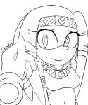 canastus caress echidna female glove hair jewelry line_art looking_at_viewer monochrome petting sega sonic_(series) tikal_the_echidna