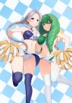 2_girls absurd_res ahoge alluring bare_shoulders big_breasts blue_eyes braid breast_press cameltoe cheerleader commission commissioner_upload cosplay crystal_earrings detached_collar drill_hair earrings fire_emblem fire_emblem:_three_houses fire_emblem_fates fire_emblem_heroes flayn_(fire_emblem) green_eyes green_hair grey_hair hair_ornament hairclip high_res holding holding_pom_poms intelligent_systems jewelry long_hair looking_at_viewer low_twin_braids midriff multiple_girls navel nessu_(nnn07897) nina_(fire_emblem) nintendo non-web_source panties pantyshot parted_bangs pom_pom_(cheerleading) pom_poms skirt smile stockings twin_braids twin_drills underwear white_panties