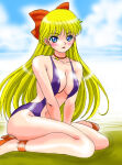 1girl adult_swim alluring bishoujo_senshi_sailor_moon bishoujo_senshi_sailor_moon_r bishoujo_senshi_sailor_moon_r_the_movie bishoujo_senshi_sailor_moon_s bishoujo_senshi_sailor_moon_s_the_movie bishoujo_senshi_sailor_moon_supers bishoujo_senshi_sailor_moon_supers_the_movie blonde_hair blue_eyes cleavage medium_breasts minako_aino on_knees one-piece_bikini pin_up ranpu toei_animation toonami viz_media