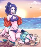 1girl 2_girls abs alluring alternate_costume athletic_female beach bikini blonde_hair blue_bikini blue_eyes blue_hair blue_swimsuit cleavage cowgirl_position female/female female_abs female_only fire_emblem fire_emblem:_new_mystery_of_the_emblem fire_emblem:_three_houses fire_emblem_heroes fit_female green_bikini green_eyes green_swimsuit imminent_sex ingrid_brandl_galatea ingrid_brandl_galatea_(summer) kris_(fire_emblem) kris_(fire_emblem)_(female) medium_breasts multiple_females multiple_girls nintendo official_alternate_costume outside sitting_on_person spread_legs straddling sunset swimsuit undressing veguinsky vewuinsky yuri