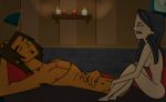  alejandro_burromuerto_(tdi) asian asian_female dark_skin green_eyes heather_(tdi) latino lindsiot nude nude_female nude_male sleeping soul_patch total_drama_island 