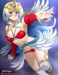 1girl 1girl 1girl alluring alternate_costume bare_midriff bare_thighs blonde_and_teal_hair blue_eyes blush bra christmas embarrassed fire_emblem fire_emblem_heroes fjorm_(fire_emblem) heavy_blush hocen inner_thighs intelligent_systems looking_at_viewer medium_breasts nintendo panties reaching_out red_panties short_hair shy_smile skimpy skimpy_clothes smile