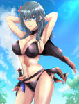 1girl alluring alternate_costume big_breasts bikini black_bikini black_swimsuit byleth_(fire_emblem) byleth_(fire_emblem)_(female) cleavage female_only fire_emblem fire_emblem:_three_houses fire_emblem_heroes fsn_natu intelligent_systems looking_at_viewer nintendo official_alternate_costume swimsuit teal_eyes teal_hair