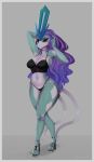  1girl annaklava big_ass bikini black_bikini blue_skin legendary_pok&eacute;mon legendary_pokemon nintendo pokemon pokemon_(game) pokemon_(species) pokemon_crystal pokemorph purple_hair suicune suicune_(pokemon) 