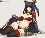1girl 1girl 1girl absurd_res alluring alternate_costume antlers bell big_breasts bikini black_hair boots bridal_gauntlets cape cape_lift christmas christmas_ornaments cleavage fake_antlers female_only fire_emblem fire_emblem_awakening fire_emblem_heroes fire_emblem_warriors fur-trimmed_panties fur_cape fur_trim grey_background grey_eyes groin hayato_stuff high_res horns intelligent_systems long_hair looking_at_viewer milf navel nintendo official_alternate_costume panties reindeer_antlers reindeer_hair_ornament santa_bikini simple_background smile stockings swimsuit tharja tharja_(fire_emblem) thighhighs_under_boots tiara underwear