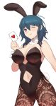 1girl 1girl alluring alternate_costume animal_ears big_breasts blue_eyes byleth_(fire_emblem) byleth_(fire_emblem)_(female) card closed_mouth clothing_cutout fake_animal_ears fake_tail female_focus fire_emblem fire_emblem:_three_houses high_res holding holding_card intelligent_systems medium_hair navel navel_cutout nintendo one_eye_closed pantyhose playboy_bunny playing_card rabbit_ears rabbit_tail simple_background smile spiffydc tail teal_hair twitter_username white_background wrist_cuffs