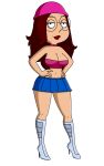 boots breasts crop_top family_guy glasses hat meg_griffin miniskirt no_bra thighs