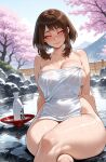 1girl ai_generated brown_hair curvy curvy_female curvy_figure my_hero_academia nude ochako_uraraka onsen towel