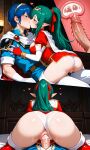 1boy 1girl ai_generated ass blue_eyes blue_hair couple cow cum cum_in_pussy fire_emblem green_eyes green_hair kissing marth marth_(fire_emblem) penetration penis penis_in_pussy sex tiki_(fire_emblem) vaginal vaginal_penetration vaginal_sex white_panties