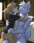 ass awww back blush canine caress corgi couple cute dog fox_(housepets!) furry gay housepets! husky king_(housepets!) kissing male nogitsunegabriel penis testicles webcomic