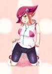  bike_shorts blush breasts female kouzuki_anna latex miniskirt nurumoji pussy_juice red_hair skin_tight skirt skirt_lift solo yu-gi-oh! yu-gi-oh!_zexal yuu-gi-ou yuu-gi-ou_zexal 