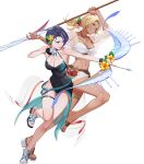 2_girls alluring alternate_costume arrow_(projectile) bare_shoulders belt big_breasts bikini black_hair black_one-piece_bikini black_vs_white blonde_hair blue_eyes bow_(weapon) catherine_(fire_emblem) catherine_(summer)_(fire_emblem) cleavage dark-skinned_female dark_skin feet female_focus fingerless_gloves fingernails fire_emblem fire_emblem:_three_houses fire_emblem_heroes flag flower full_body gloves hair_flower hair_ornament halterneck hibiscus high_heel_sandals high_res highleg highleg_swimsuit holding holding_bow_(weapon) holding_weapon intelligent_systems jewelry kainown leg_lift legs low_ponytail medium_breasts medium_hair multiple_girls navel necklace nintendo non-web_source official_alternate_costume official_art one-piece_bikini one_eye_closed polearm ponytail purple_eyes sandals sarong see-through_clothes see-through_shirt shamir_nevrand shamir_nevrand_(summer) shiny_skin shirt short_hair single_glove stomach swimsuit teeth thigh_strap thighs tied_shirt toeless_footwear toenails toes transparent_background water water_drop weapon white_bikini wristband