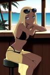 1girl ai_generated beach bikini blonde_hair cartoon dc_comics fanart female illustration quantumreel sexy sexy_girl solo sunglasses tara_markov teen_titans terra tropical vacation warner_brothers