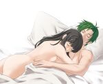 1boy 1girl 1girl absurd_res after_sex ass astrid_(fire_emblem) bed bed_sheet big_ass black_hair breast_press closed_eyes commission commissioner_upload completely_nude couple cuddling fire_emblem fire_emblem:_radiant_dawn green_hair hetero high_res higher_resolution_duplicate hugging intelligent_systems long_hair lying_on_person male medium_breasts nintendo non-web_source nude pillow pomelomelon sleeping sothe_(fire_emblem) wholesome