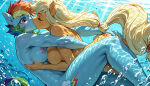 2girls ai_generated anthro applejack applejack_(mlp) big_breasts blush breasts cutie_mark female friendship_is_magic hasbro my_little_pony nipples nova_furry_xl nude rainbow_dash rainbow_dash_(mlp) sq7 surprised underwater wet yuri