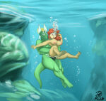 1boy 1girl anal anthro argonian ass barefoot bethesda_softworks breasts breton bubbles byondrage cum cum_in_ass cum_inside double_penetration drowning feet female hair human interspecies lizardman male nude open_mouth pussy red_hair restrained scalie soles straight tail the_elder_scrolls toes underwater vaginal_penetration water