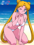 1girl accurate_art_style adult_swim alluring beach bikini bishoujo_senshi_sailor_moon bishoujo_senshi_sailor_moon_r bishoujo_senshi_sailor_moon_r_the_movie bishoujo_senshi_sailor_moon_s bishoujo_senshi_sailor_moon_s_the_movie bishoujo_senshi_sailor_moon_supers bishoujo_senshi_sailor_moon_supers_the_movie blonde_hair blue_eyes blue_sky cleavage medium_breasts michael_benson ocean pin_up toei_animation toonami usagi_tsukino viz_media