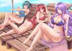 3_girls absurd_res alluring ass barefoot beach beruka_(fire_emblem) big_breasts bikini bikini_skirt blue_hair camilla_(fire_emblem) cleavage cup drinking_glass eyewear_on_head feet female_focus fire_emblem fire_emblem_awakening fire_emblem_fates fire_emblem_heroes fire_emblem_warriors headband high_res highleg highleg_swimsuit holding holding_cup intelligent_systems jewelry long_hair lying medium_breasts midriff multiple_girls nail_polish navel nintendo on_stomach one-piece_bikini purple_hair red_hair rinku_bny severa_(fire_emblem) short_hair sunbathing sunglasses sunglasses_on_head swimsuit thighlet toes twin_tails