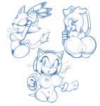 3girls accessory amy_rose anthro ass big_ass blaze_the_cat bracelet breasts clothing cream_the_rabbit cub domestic_cat eulipotyphlan felid feline felis female genitals group hair hair_accessory hairband hedgehog high_res jewelry lagomorph leotard leporid long_ears looking_back mammal nightowlartx ponytail question_mark rabbit sega sonic_the_hedgehog_(series) stretching tail trio vulva young