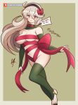 1girl 1girl 1girl alluring big_breasts blush christmas corrin_(fire_emblem) corrin_(fire_emblem)_(female) embarrassed english_text female_only fire_emblem fire_emblem_fates fire_emblem_warriors gift hair_between_eyes intelligent_systems looking_at_viewer naked_ribbon nintendo raydango red_eyes ribbon ribboned_body smile text