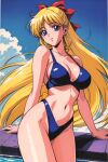 1girl accurate_art_style adult_swim alluring big_breasts bikini bishoujo_senshi_sailor_moon bishoujo_senshi_sailor_moon_r bishoujo_senshi_sailor_moon_r_the_movie bishoujo_senshi_sailor_moon_s bishoujo_senshi_sailor_moon_s_the_movie bishoujo_senshi_sailor_moon_supers bishoujo_senshi_sailor_moon_supers_the_movie blonde_hair blue_eyes cleavage minako_aino pin_up sailor_ojisan swimming_pool toei_animation toonami viz_media
